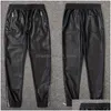 Męskie spodnie tsingyi moto motocyklista faux skórzana mężczyźni joggers harem spodni elastyczna pasa