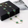 Luxe designer ketting voor vrouwen vergulde gouden ketting hanger ketting 2zijdige groene 10 bloemketens kettingen ingelegde shell dames designer sieraden cadeau voor meisje