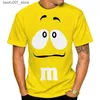 T-shirt da uomo Nuovo 2023 Divertente M Ms Chocolate Bean Cartoon 3D stampato T-shirt unisex casual manica corta T-shirt moda personalizzazione Top Q240220