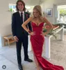 Sexy Dark Red Mermaid Prom Dresses Long for Women Sweetheart Draped Floor Length High Side Split Birthday Pageant Celebrity Evening Party Gowns Formal Occasions