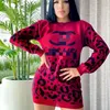 Women's Wool Sweater Brown Dress Women's Casual Slim Knitted Red Sweater Short Mini Dress Free Ship