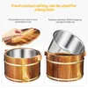 Dinnerware Sets Rice Barrel Wooden Cooking Steamer Stainless Steel Mixing Bowls Sushi Restaurant Bucket Steamed Cask