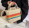 Bolsas de ombro Bolsa de tecido de palha para mulheres Verão Raan Crossbody Bag andmade Beac Bag Boemia Travel andbag Ladies Fasion Basket Tote PurseH24220