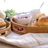 Plates 2 Pcs Woven Trays With Handles Wicker Service Baskets Round Rattan For Bread Fruits Vegetables Dressing Etc CNIM Ho