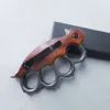 Tiger Finger Fist Set portatile pieghevole Manico in legno massello Coltello squisito per sopravvivenza all'aperto e autodifesa in acciaio inossidabile 457627