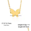 Pendant Necklaces Stainless Steel Necklace Lovely Butterfly Minimalist Insect Romantic Women Daily Jewelry Gift For Girlfriend Wife Dhtlw