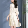 Dresses Elegant Party Dresses For Women 2023 Summer Oneck Lantern Sleeve Women's Vintage Dress Aline 60% Real Silk Woman Fashion Dress