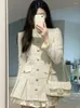 Abiti casual Temperamento Vestito da donna 2024 Abiti da Mujer Manica lunga O-Collo Tunica Veste Femme Increspature Pieghettato Chic Coreano Mini