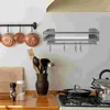 Kitchen Storage Stainless Steel Seasoning Shelf Wall Mounted Organizer Rack With Hooks