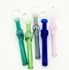 Qbsomk Skull Bubbler Pyrex Glass Pipes曲線ガラスオイルバーナーパイプ長さチューブバランサースカルパイプ喫煙ZZ