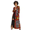 Trimmer African Women Long Cardigans Long Sleeve Fashion Geometric Print Casual Open Front Cardigan Coat (inklusive Belt) Outwear