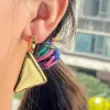 2024 Nouvelle mode Europe Top qualité en laiton plaqué or 24 carats Triangle boucles d'oreilles femme Design marque charme Boutique bijoux tendances