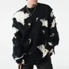 Suéteres masculinos suéter de lã para chinês chique estrela moda em torno do pescoço vestido escuro original avant-garde outono pulôver