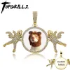 Collane TOPGRILLZ NOVITÀ Ciondolo coppia Piccolo angelo Design Ciondolo fotografico personalizzato di alta qualità Ghiaccio Micro pavimenta Cubic Zirconia Gioielli Hip Hop