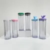 Reusable Straw wholesale mixed color sealed no leak Insulated plastic arylic 20oz glow in dark double wall snow globe curve cups suitable for vinyl,sold by case