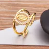 Classic Zircon Round Inlaid Virgin Mary 14k Yellow Gold Ring Church Wedding Adjustable Jewelry Women Engagement Religious Party Gifts