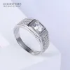 Ringar ädla man ringar bröllop 100% 925 sterling silver ring smycken tillbehör kristall zirkonringar för manlig make årsdag gåva