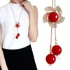 Anhänger Halsketten Koreanische Mond Blume Schmetterling Halskette Für Frauen Pullover Kette Kristall Runde Perle Stern Modeschmuck