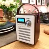 Radio DAB Retro Player LCD Display Digital Radio Stereo Portable Rechargeble Audio FM Mottagare Handsfree Wood Bluetooth Mp3