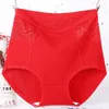 Calcinha feminina 1 pçs moda algodão de cintura alta absorvente de suor renda borda briefs cor sólida roupa interior de meia-idade