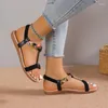 Sandalen 2024 Sommerschuhe für Frauen Gummiband Damen Bling Süße Damen flach mit lässig