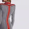 Autumn and winter slim casual dress V-neck hip long sleeve color matching bottoming knit dress party B0Xh#