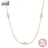 Colliers EFFIE QUEEN 14K or collier de perles de culture d'eau douce S925 argent Baroque perle minuscule collier ras du cou bijoux pour femmes GPN35