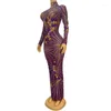 Stage Wear Purple Mesh Strass Robe Sexy Stretch Robes de soirée Femmes Anniversaire Célébrer Costume Catwalk Festival Outfit XS6300