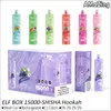 Original Elf Box Shisha Hookah 15000 Puffs Disposable Vape Bar Kit Puff 15k Rechargeable Mesh Coil E Cigarettes 0% 2% 3% 5% 11 Flavors New Design Vaper