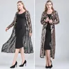 Damenjacken Frauen Sexy Lange Pailletten Vorne Offen Mesh Strickjacke Stickerei Hülse Bluse Cover Up Mantel Abend Prom Party Tops