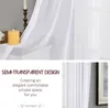 Rideau blanc pour chambre à coucher, court et transparent, effet lin translucide, pour fenêtres, salon, chambre d'enfant, cuisine, salle à manger