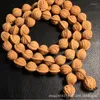 Strand Original Color Dragon Pattern Walnut 54 Gold Fish Maw Cirka 14mm Buddha Pärlade halsbandsarmband