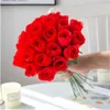 Red Roses Bouquet Vase for Home Decor Garden Wedding Decorative Wreaths Diy Handwork Flower Arrangement Artificial Flowers