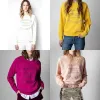Zadig Voltaire 24SS 디자이너 까마귀 스웨트 셔츠 패션 새로운 클래식 편지 자수 핑크면 여성 자수 풀오버 점퍼 후드