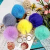 Keychains 26Pcs Pom Poms Faux Fur Balls Keychain Fluffy With Hooks For Bag Accessories