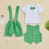 Ensembles de vêtements 3pcs été enfant en bas âge bébé garçon gentleman ensemble t-shirt à manches courtes avec short à bretelles et tenues de gilet