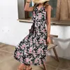 Casual Dresses Women Summer Sleeveless Skirt Tie Needle Poch Printing Floral Dress For With Pocket Chambray Striped