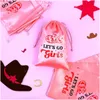 Autres fournitures de fête d'événement 12 Pack Lets Go Girls Hangover Kit Party Favor Sacs-cadeaux Pink Cowgirl Décoration Bachelorette Bride Hen S Dhmgc