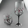 Vino da vino Four Seasons Tree Painted Art Glass per gli amanti