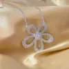 Four-leaf Clover Necklace Designer Women Original Quality Necklaces Sunflower Necklace Womens Full Diamond Flower Petals Lucky Flower Collar Chain