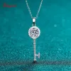 Pendentifs Smyoue S925 or blanc 1ct Moissanite pendentif clé Simple clavicule chaîne scintillant diamant femme collier pour les femmes en gros