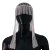 Hårklipp Sexig scendräkt Rhinestone Chain Wig Headpiece Head Prydnad för kvinnor nattklubb Kristall pannor pannband hatt mössa smycken