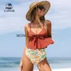 Women's Swimwear Bow-knot High Waist Tankini Swimsuit For Women Floral Sexy V-neck Bikini Set Two Pieces 2023 Bathing SuitH2422088