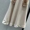 Jupes 2024 Mode 3D Fleur Décoration A-ligne Longue Femmes Taille Haute Fermeture À Glissière Grand Fond Tout Assorti Jupe Douce