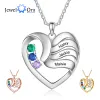 Pendentifs JewelOra Collier coeur personnalisé avec 25 noms pierre de naissance personnalisée bijoux de mode cadeau commémoratif pour mère enfants