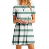 Casual Dresses Women's Printed Round Neck Loose Fitting Short Sleeved Dress Fit And Flare Holiday For Women