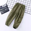 Byxor 2024 Fall Children Cargo Pants Jeans For Kids Loose Boys Causla Girls Sweatpants Toddler Winter Korean Baby Clothes