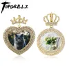 Necklaces TOPGRILLZ New Couple Pendant Crown Design Custom Photo Pendant Series High Quality Ice Micro Pave Cubic Zirconia Hip Hop Jewelry