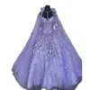 2024 Lavendel Quinceanera Sweet 16 Kleider Spitze Applikation Schulterfrei Schnür-Abschlussball-Ballkleid Abschluss 7