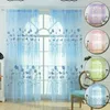 Curtain 2021 Newest Hot Colorful Floral Print Sheer Privacy Curtain Panel Translucent Window Balcony Tulle Room Divider Flower Curtain